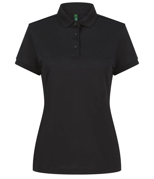 Henbury H466 Ladies Recycled Polyester Polo Shirt in Black