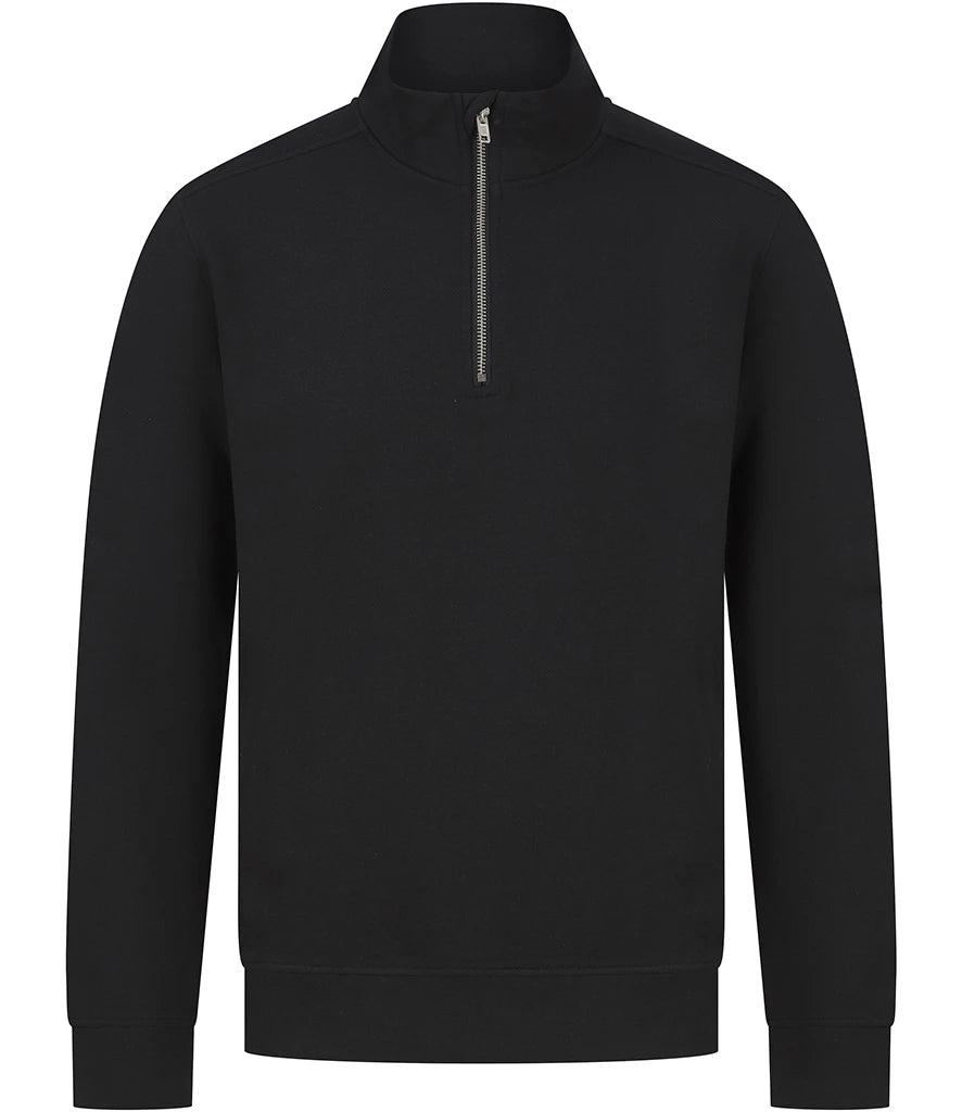 Henbury H842 Henbury Unisex Sustainable 1/4 Zip Sweatshirt in Black
