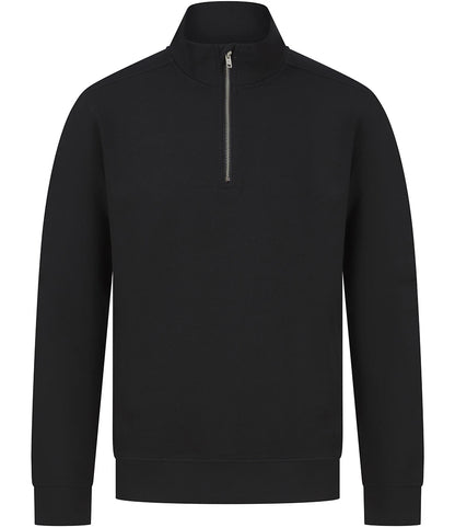 Henbury H842 Henbury Unisex Sustainable 1/4 Zip Sweatshirt in Black
