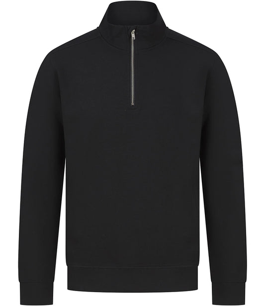 Henbury H842 Henbury Unisex Sustainable 1/4 Zip Sweatshirt in Black