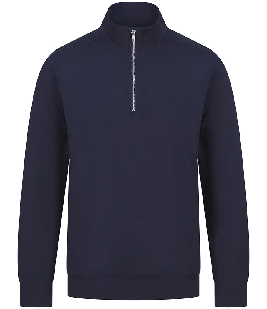 Henbury H842 Henbury Unisex Sustainable 1/4 Zip Sweatshirt in Navy