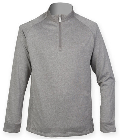 Henbury H862 Henbury Zip Neck Wicking Top in Grey Marl