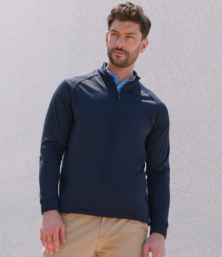 Henbury H862 Henbury Zip Neck Wicking Top in Navy