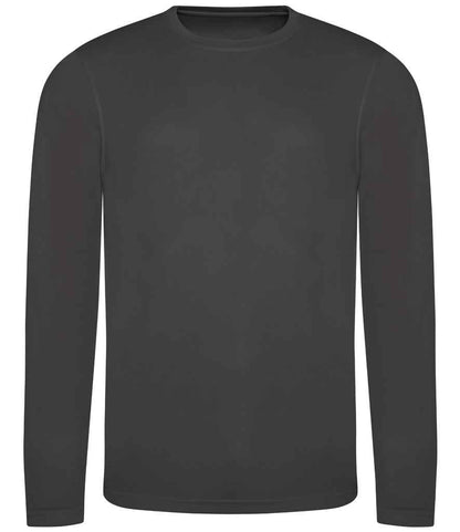 Just Cool JC002 Cool Long Sleeve Wicking T-Shirt in Charcoal