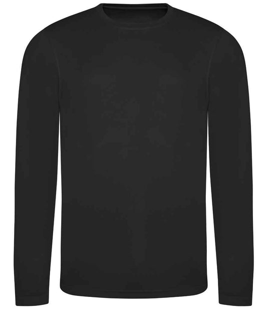 Just Cool JC002 Cool Long Sleeve Wicking T-Shirt in Jet Black