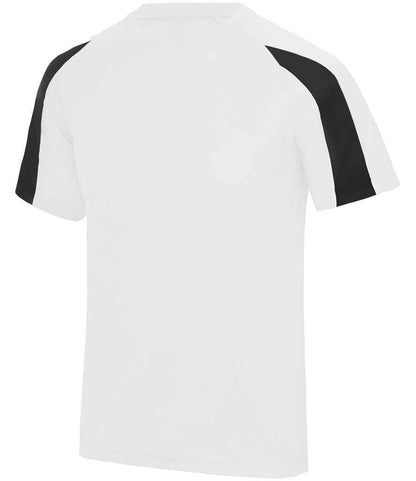 Just Cool JC003 Cool Contrast Wicking T-Shirt in Arctic White/Jet Black