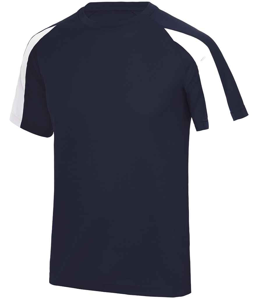 Just Cool JC003 Cool Contrast Wicking T-Shirt in French Navy/Arctic White