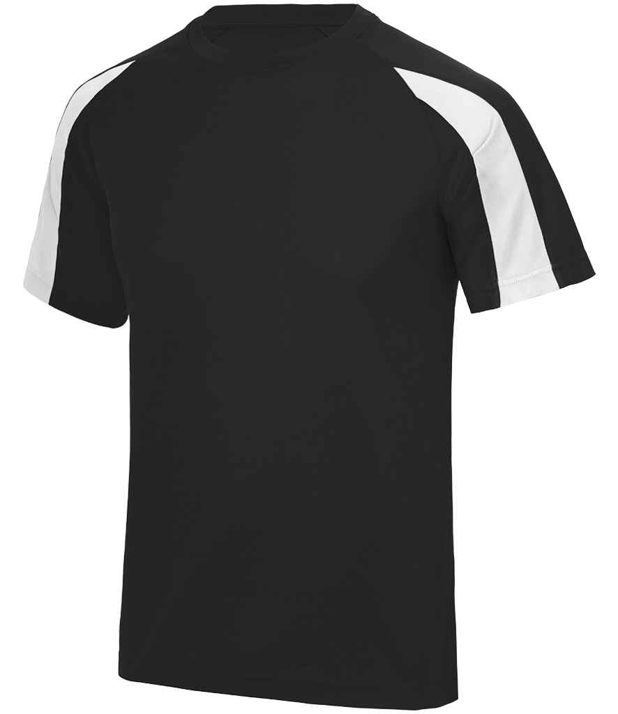 Just Cool JC003 Contrast Wicking T-Shirt in Jet Black / Arctic White