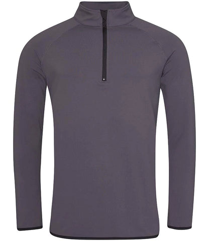 Just Cool JC031 AWDis Cool Half Zip Sweat Top in Charcoal/Jet Black