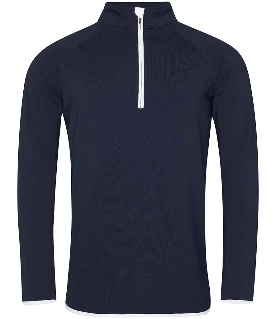 Just Cool JC031 AWDis Cool Half Zip Sweat Top in French Navy/Arctic White