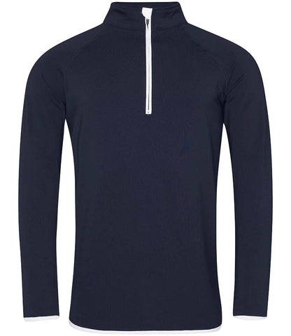 Just Cool JC031 AWDis Cool Half Zip Sweat Top in French Navy/Arctic White