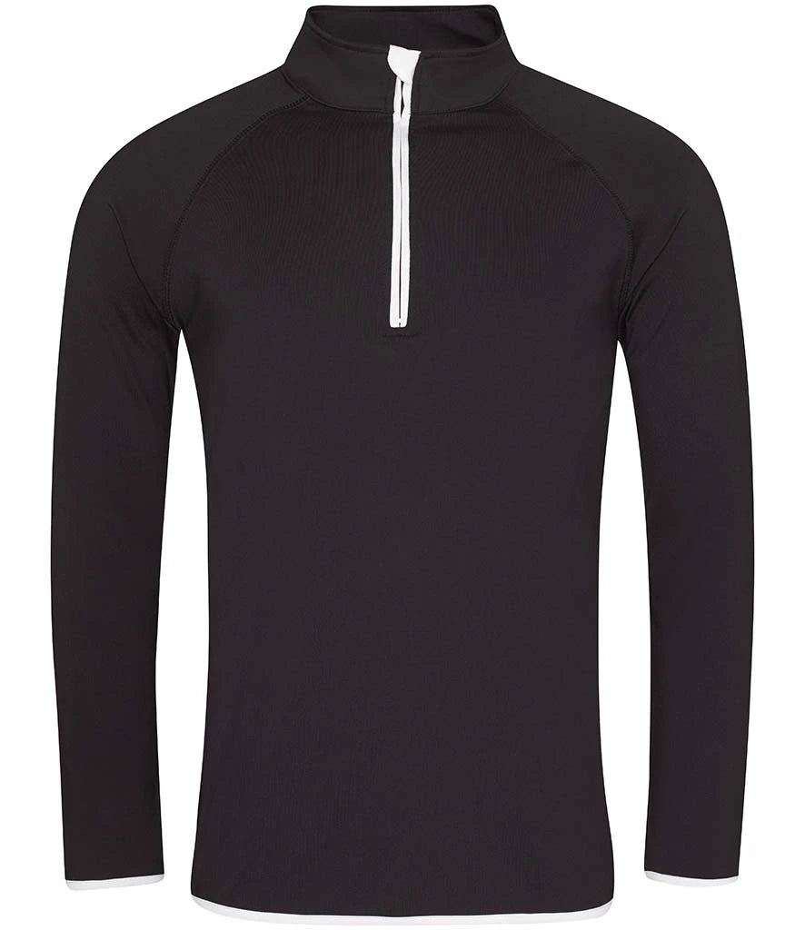Just Cool JC031 AWDis Cool Half Zip Sweat Top in Jet Black/Arctic White