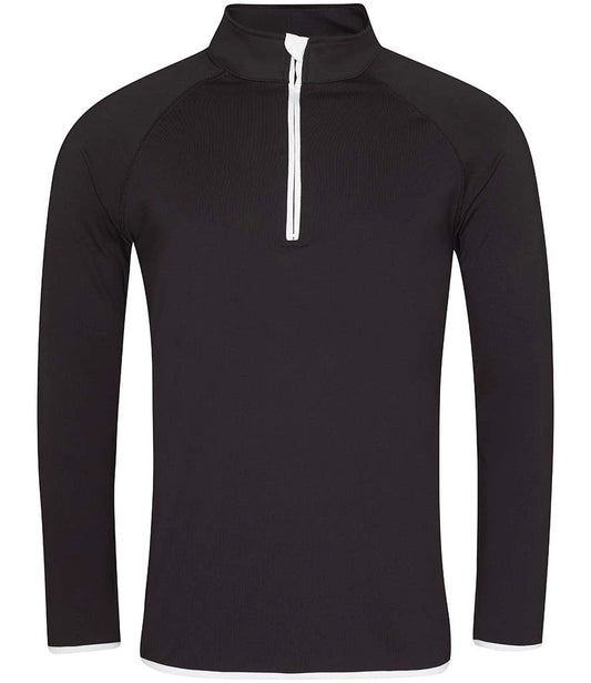 Just Cool JC031 AWDis Cool Half Zip Sweat Top in Jet Black/Arctic White