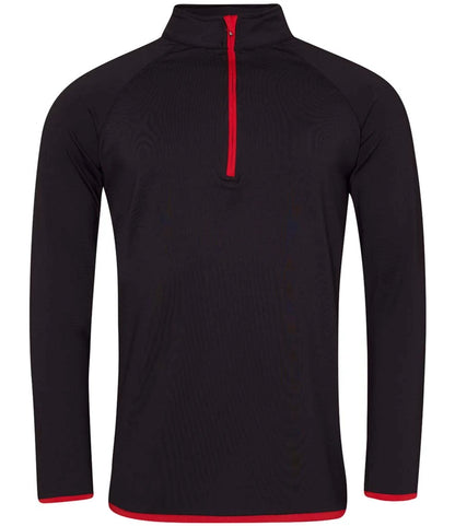 Just Cool JC031 AWDis Cool Half Zip Sweat Top in Jet Black/Fire Red