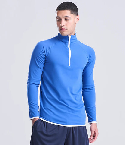 Just Cool JC031 AWDis Cool Half Zip Sweat Top in Royal Blue/Arctic White