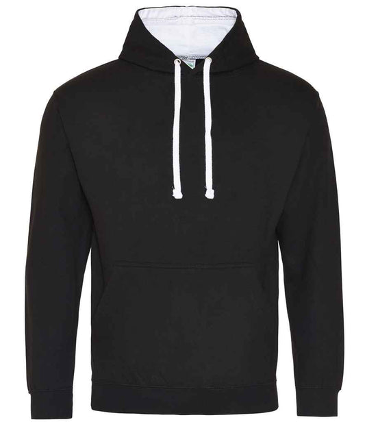 Just Hoods JH003 AWDis Varsity Hoodie in Jet Black/Arctic White