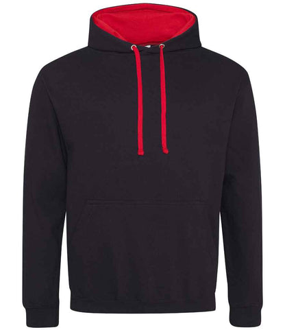 Just Hoods JH003 AWDis Varsity Hoodie in Jet Black/Fire Red