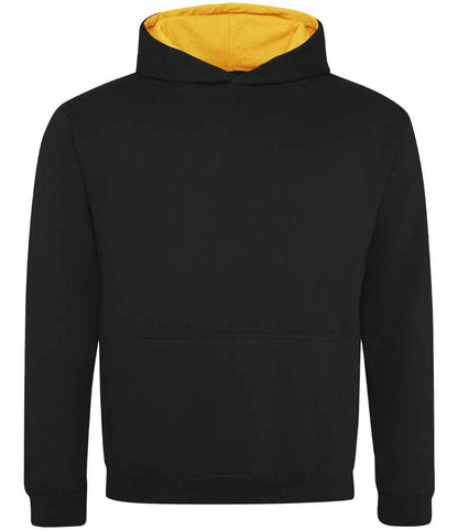 Just Hoods JH003B Kids Varsity Hoodie in Jet Black/Gold