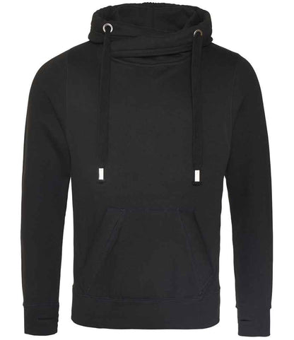 Just Hoods JH021 Cross Neck Hoodie in Jet Black