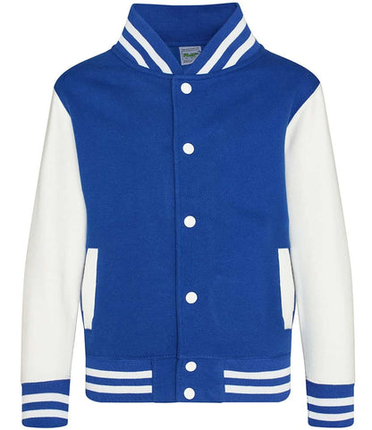 Just Hoods JH043B AWDis Kids Varsity Jacket in Royal Blue/White