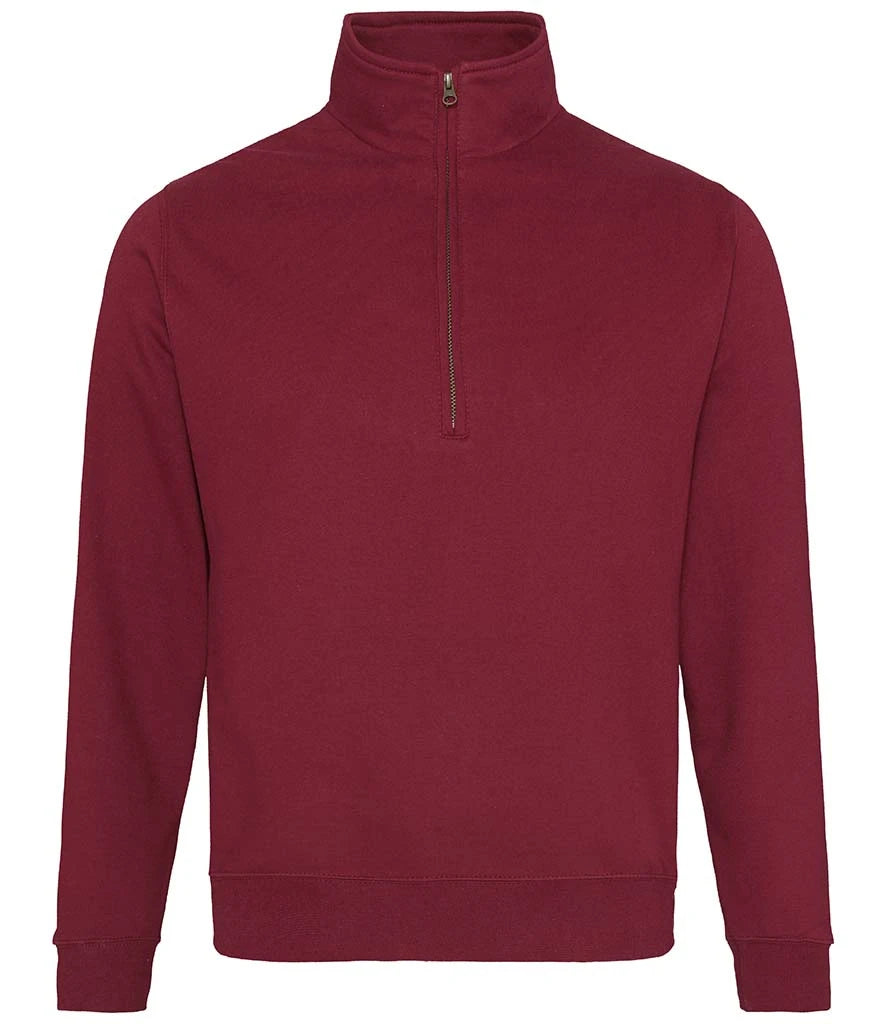 Just Hoods JH046 AWDis Sophomore Zip Neck Sweatshirt in Burgundy