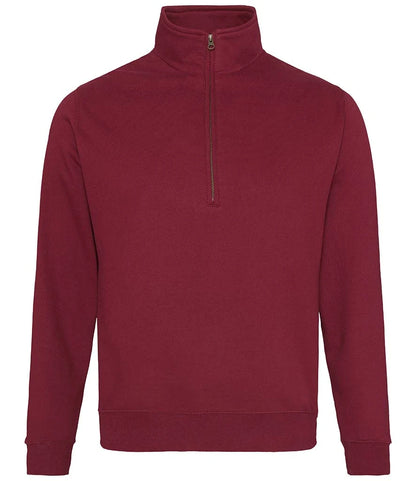 Just Hoods JH046 AWDis Sophomore Zip Neck Sweatshirt in Burgundy
