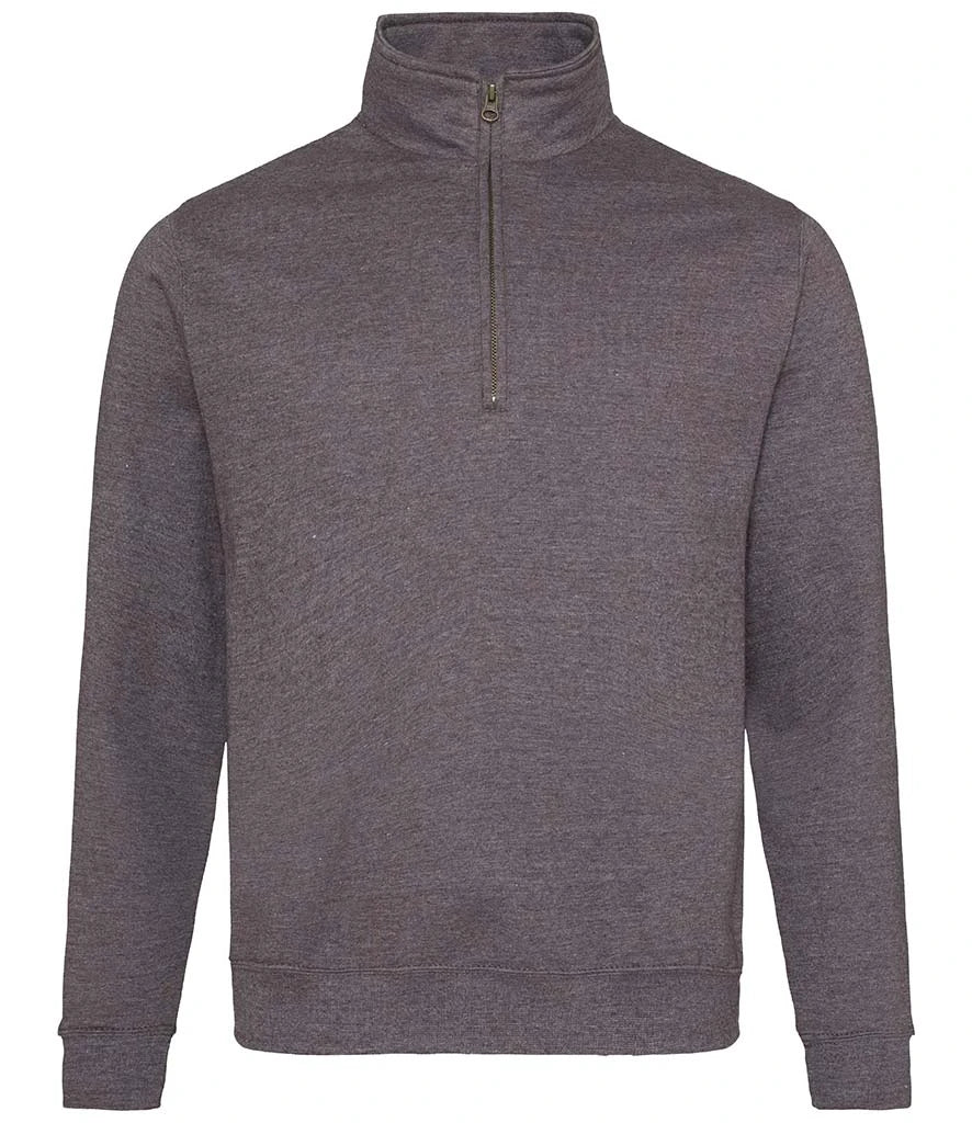 Just Hoods JH046 AWDis Sophomore Zip Neck Sweatshirt in Charcoal