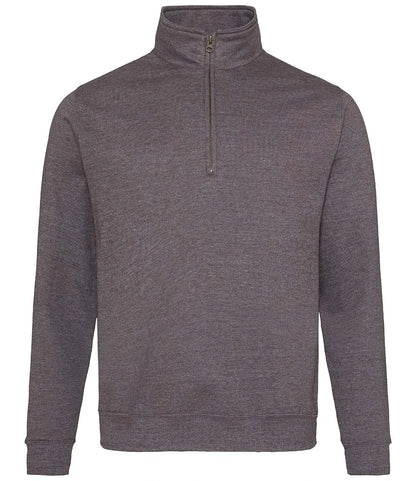Just Hoods JH046 AWDis Sophomore Zip Neck Sweatshirt in Charcoal