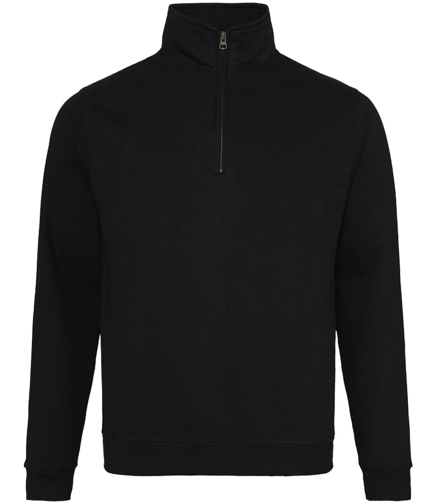 Just Hoods JH046 AWDis Sophomore Zip Neck Sweatshirt in Deep Black