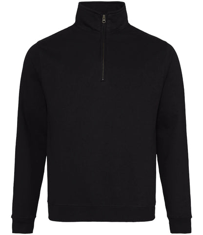 Just Hoods JH046 AWDis Sophomore Zip Neck Sweatshirt in Deep Black