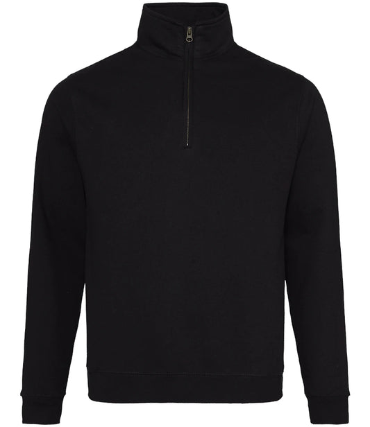 Just Hoods JH046 AWDis Sophomore Zip Neck Sweatshirt in Deep Black