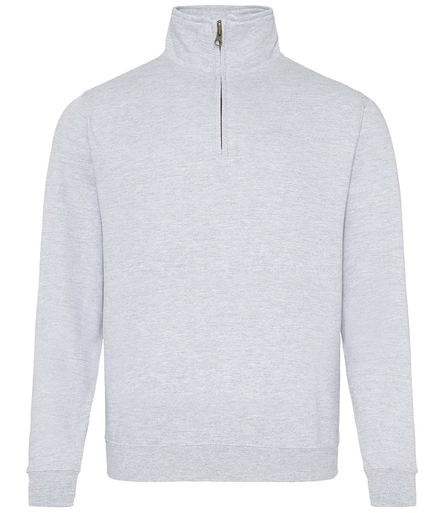 Just Hoods JH046 AWDis Sophomore Zip Neck Sweatshirt in Heather Grey