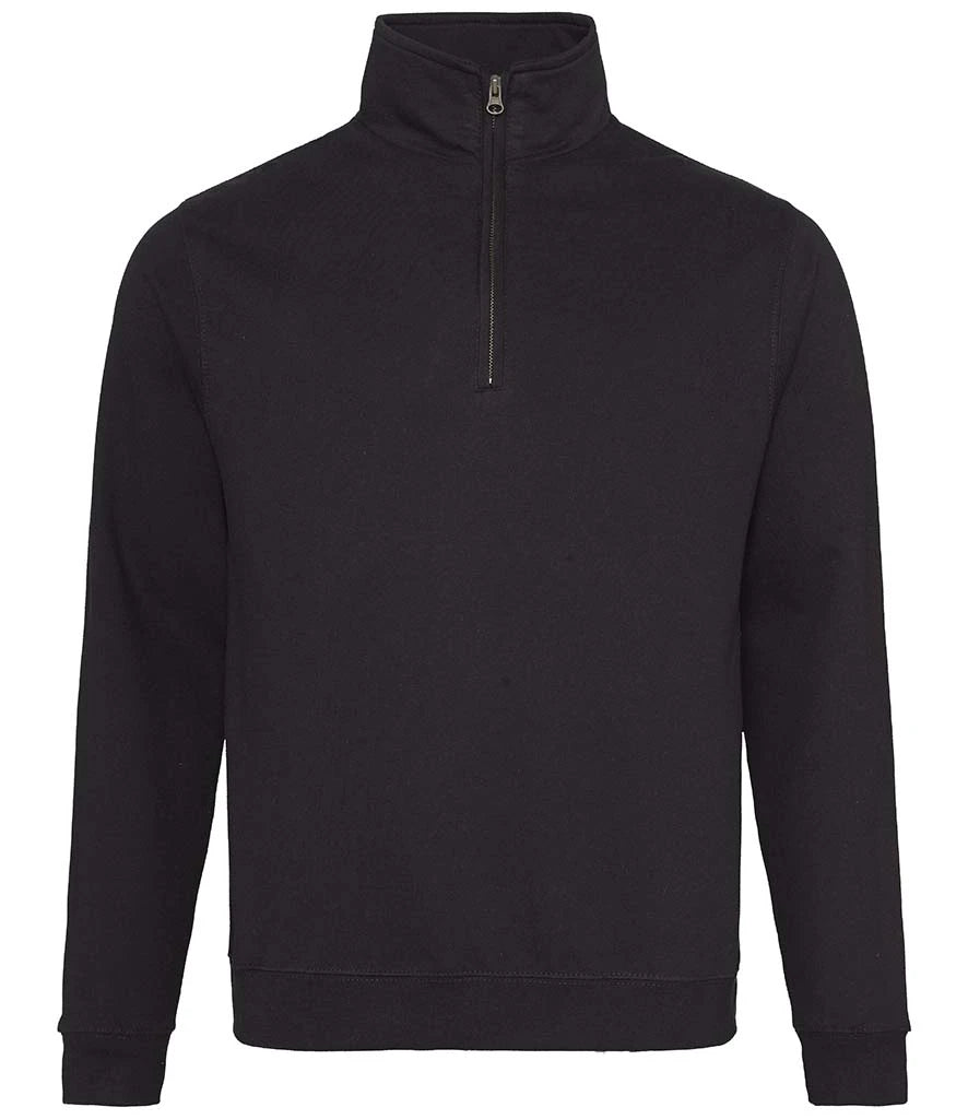 Just Hoods JH046 AWDis Sophomore Zip Neck Sweatshirt in Jet Black