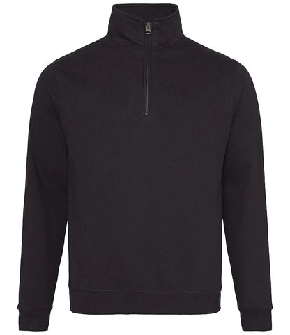 Just Hoods JH046 AWDis Sophomore Zip Neck Sweatshirt in Jet Black