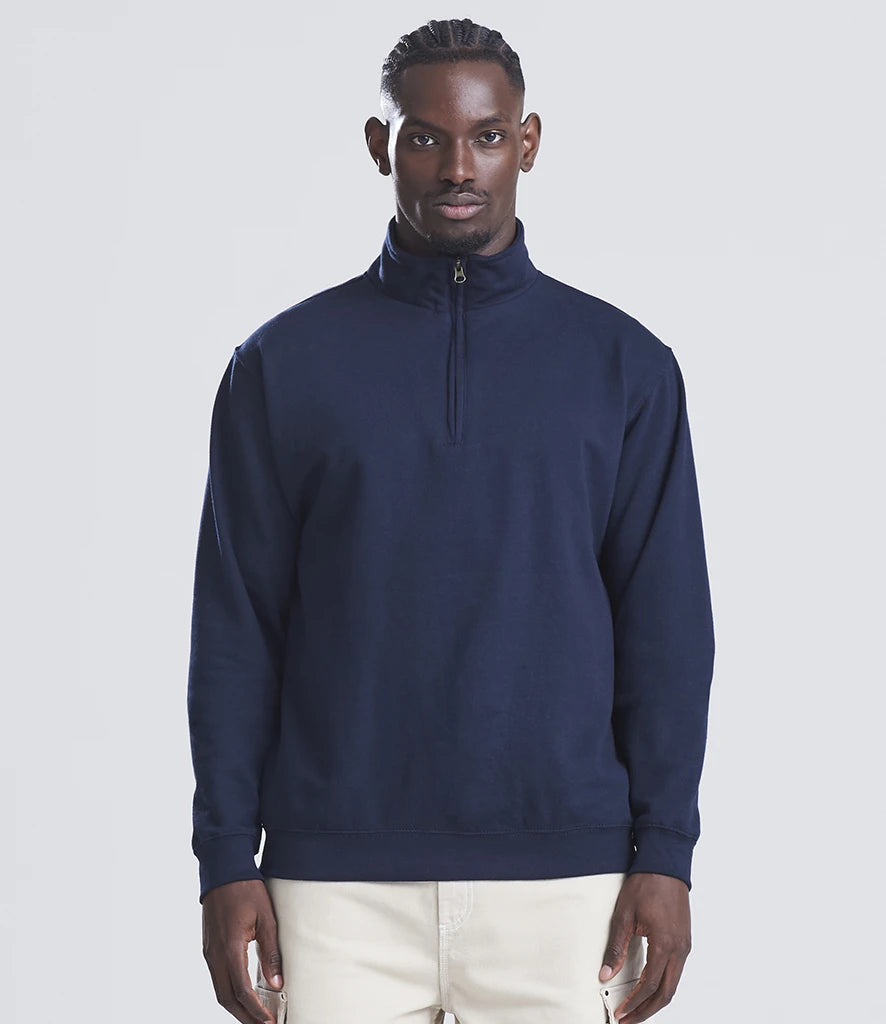 Just Hoods JH046 AWDis Sophomore Zip Neck Sweatshirt in New French Navy