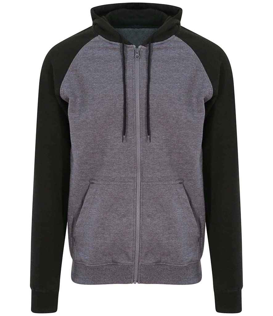 Just Hoods JH063 Baseball Zoodie in Charcoal/Jet Black