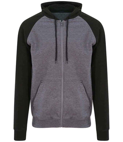 Just Hoods JH063 Baseball Zoodie in Charcoal/Jet Black