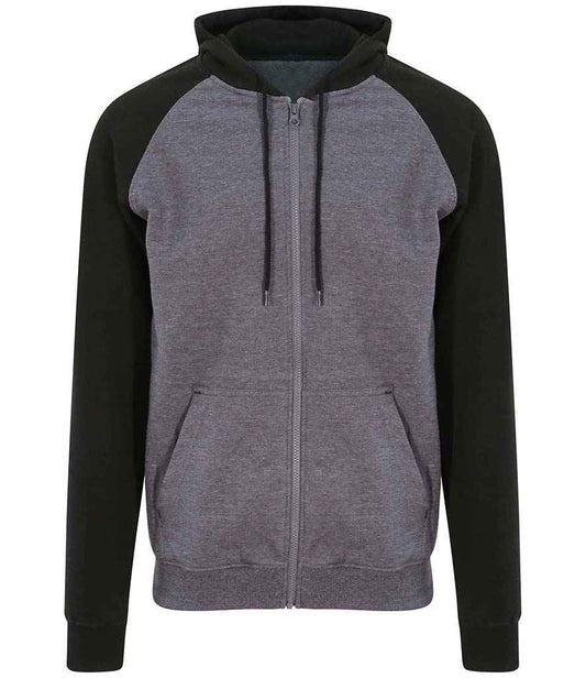 Just Hoods JH063 Baseball Zoodie in Charcoal/Jet Black