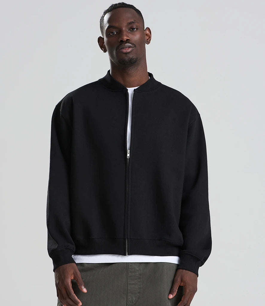 Just Hoods JH124 AWDis Signature Heavyweight Bomber Sweat Jacket in Deep Black
