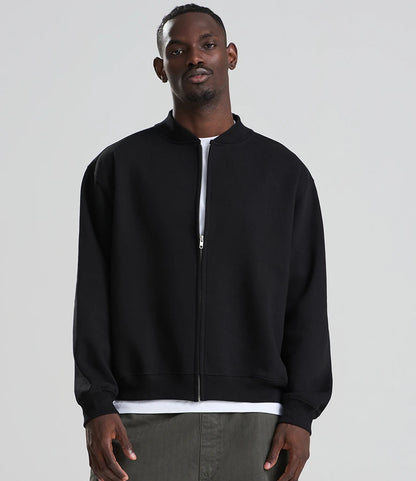 Just Hoods JH124 AWDis Signature Heavyweight Bomber Sweat Jacket in Deep Black