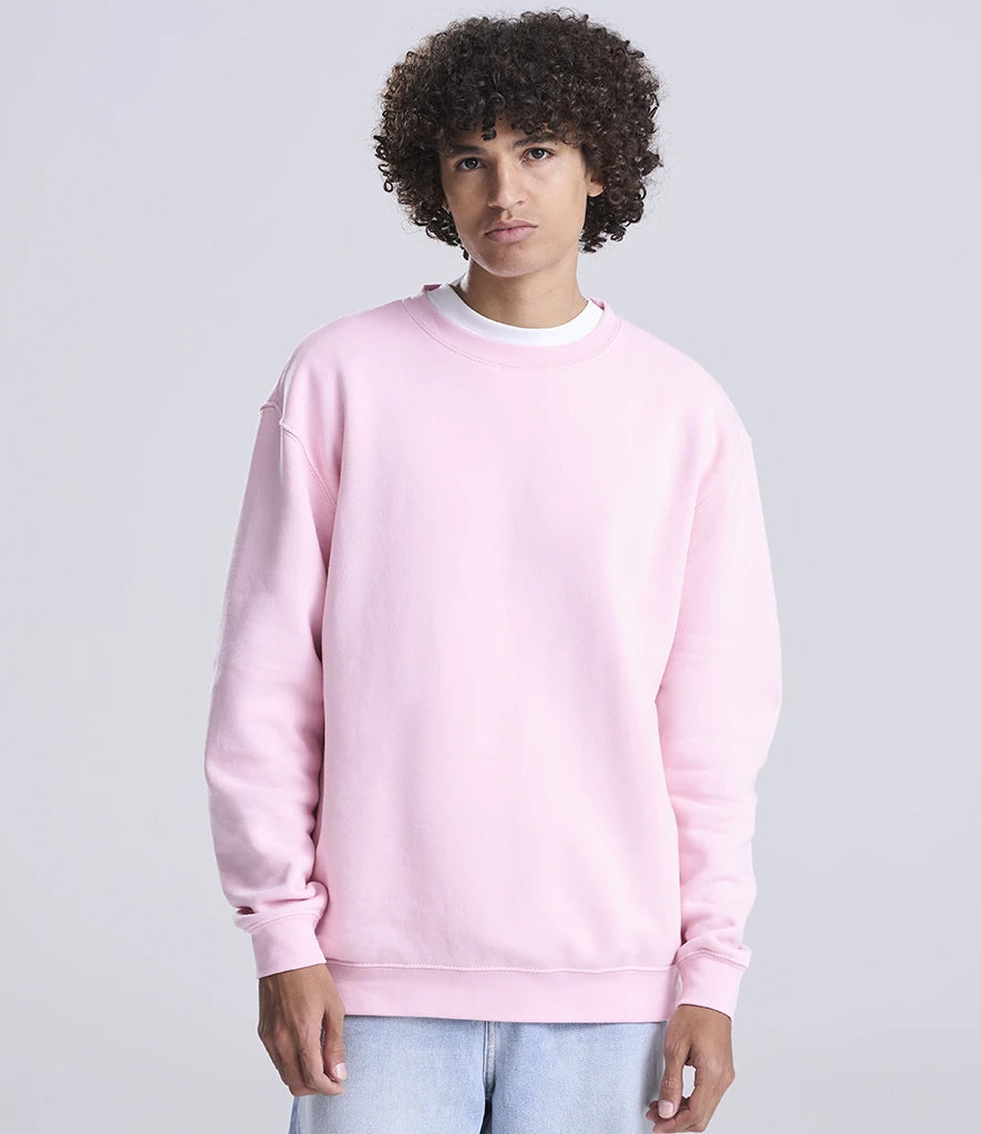 Just Hoods JH230 AWDis Unisex Organic Sweatshirt in Baby Pink
