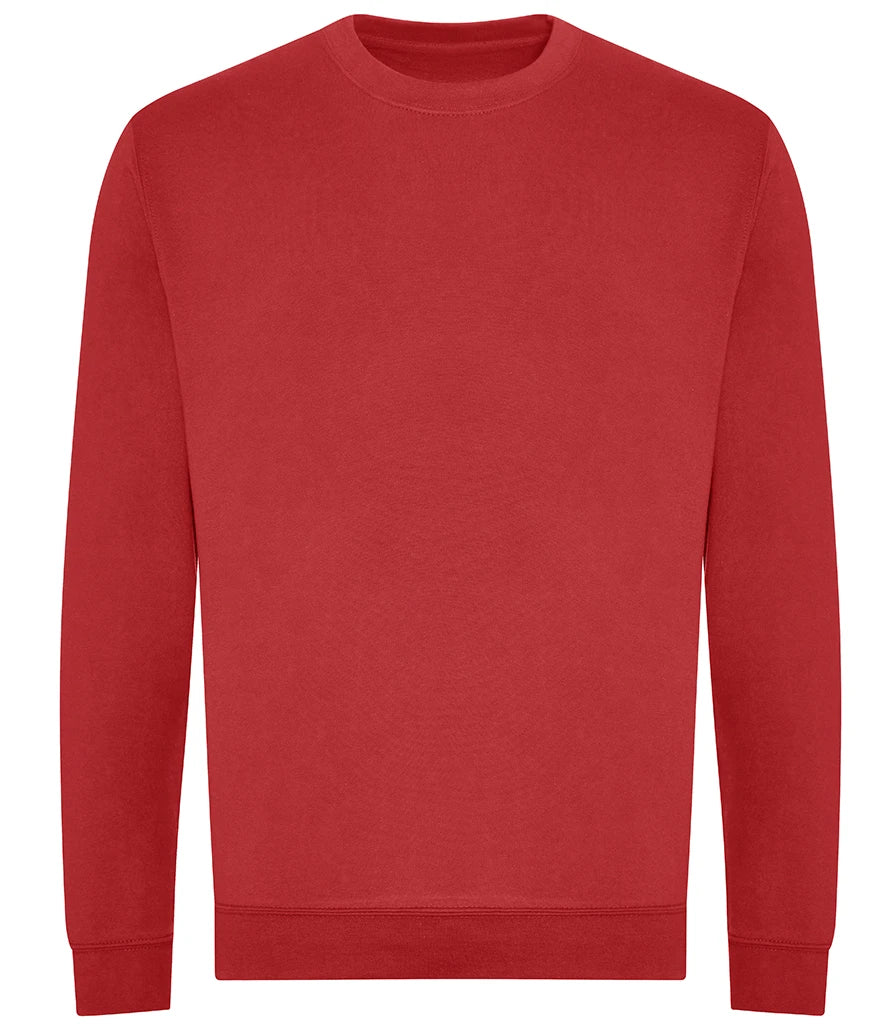 Just Hoods JH230 AWDis Unisex Organic Sweatshirt in Fire Red