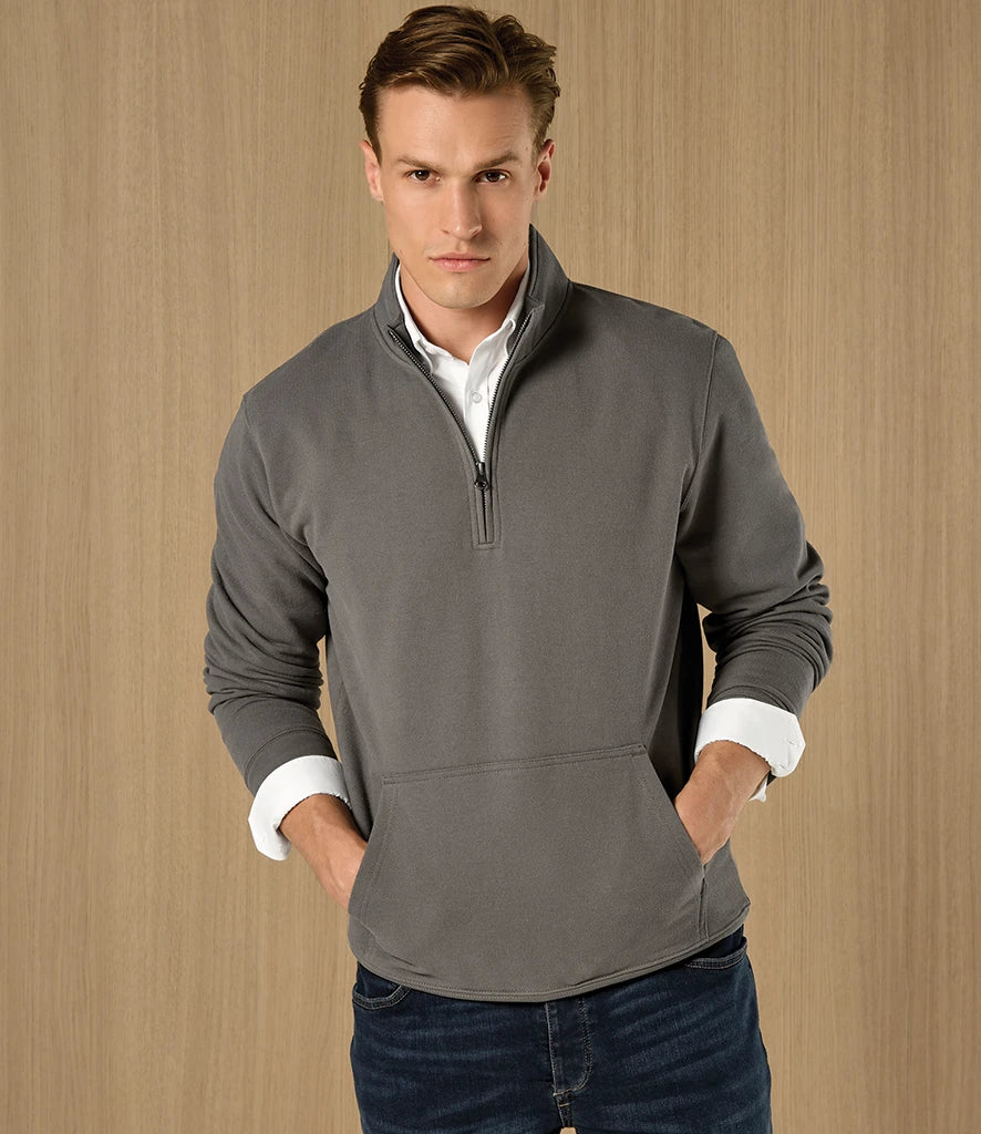 Kustom Kit K339 Kustom Kit Regular Fit 1/4 Zip Piqué Sweatshirt in Dark Grey