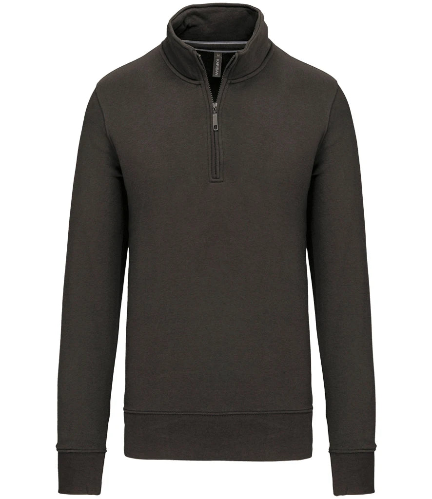 Kariban KB487 Kariban Zip Neck Sweatshirt in Dark Grey