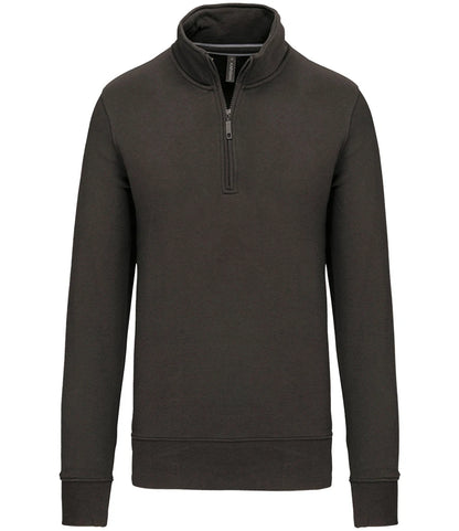 Kariban KB487 Kariban Zip Neck Sweatshirt in Dark Grey