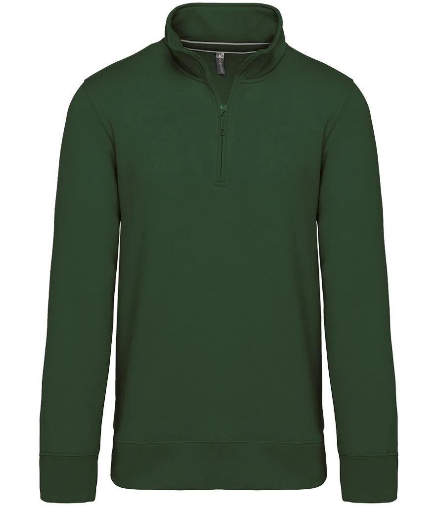 Kariban KB487 Kariban Zip Neck Sweatshirt in Forest Green