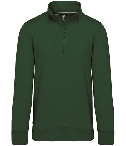 Kariban KB487 Kariban Zip Neck Sweatshirt in Forest Green