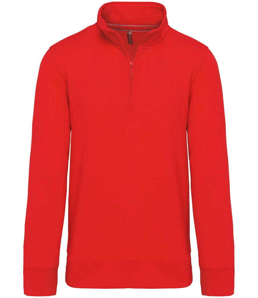 Kariban KB487 Kariban Zip Neck Sweatshirt in Red