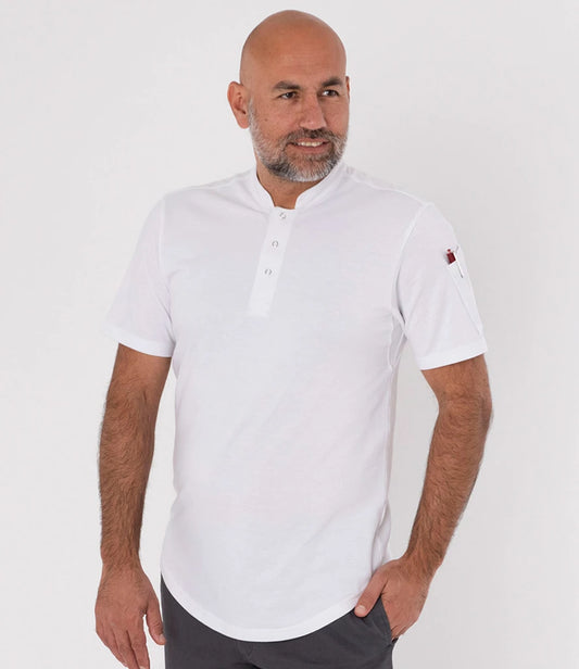 Le Chef LE008 Knitted Pique Chef's Shirt in White