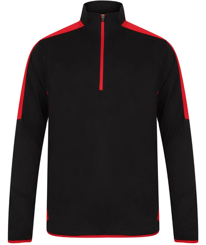 Finden & Hales LV571 Finden + Hales Contrast Zip Neck Midlayer Top in Black/Red